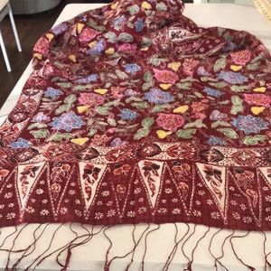 Novica Women’s Floral Print Silk Scarf